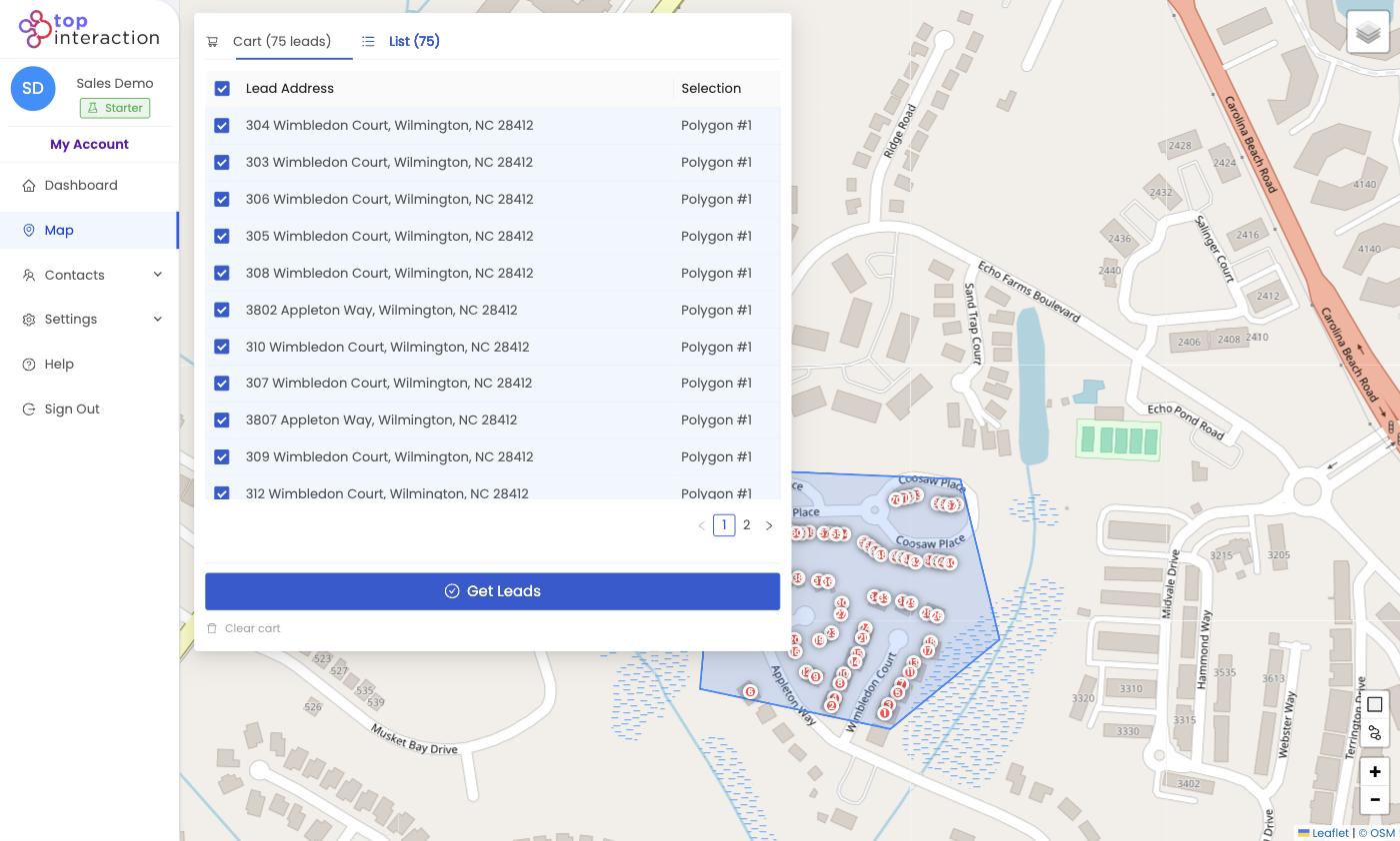 The List tab previews every address before you commit.